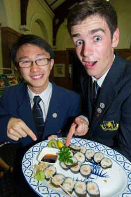 Two  students identify the elusive Higgs Boson captured in their sushi particle accelerator